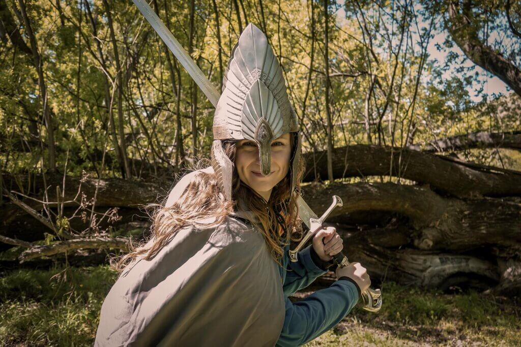 Dressup as King Elendil with helmet and sword